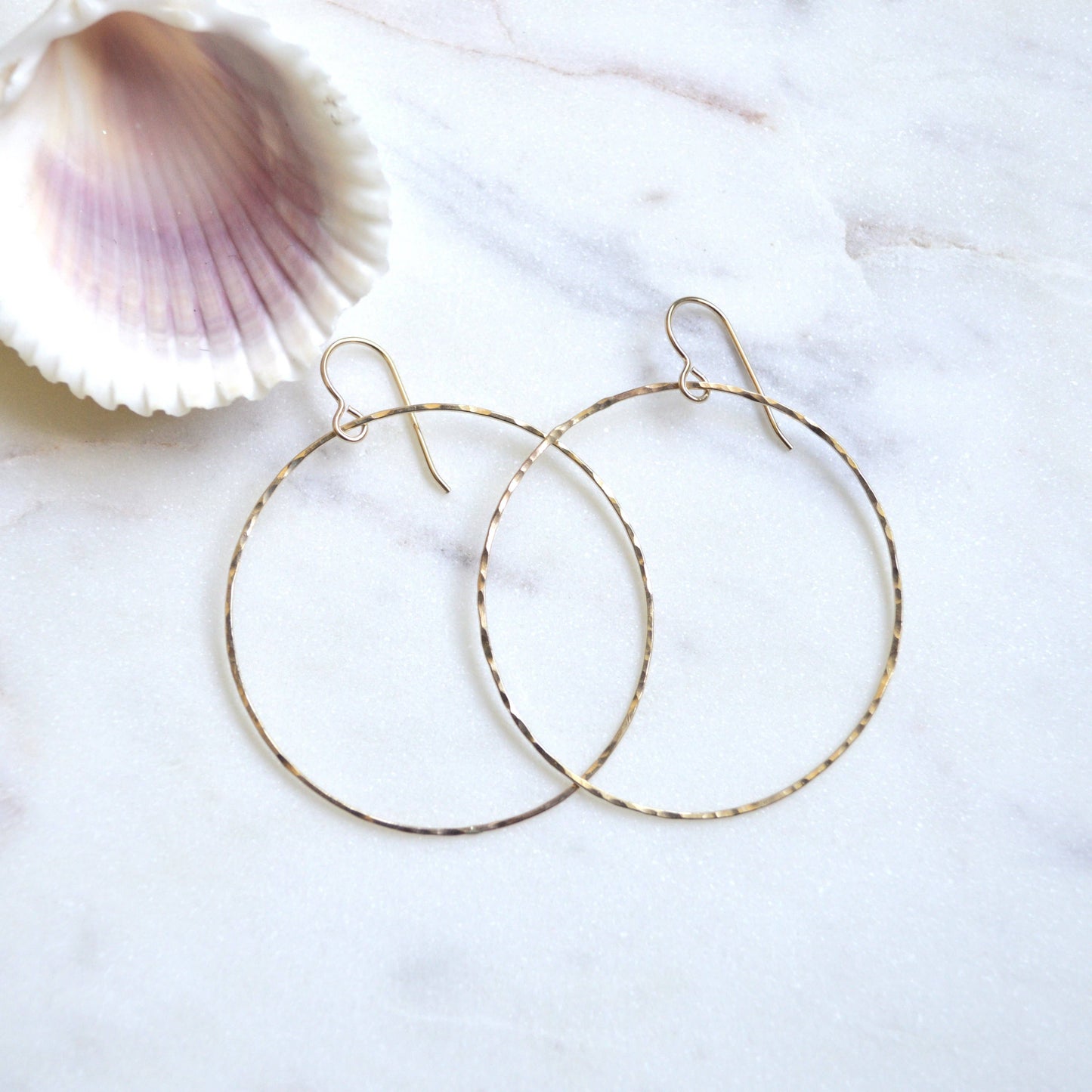 Hammered Hoops in Gold