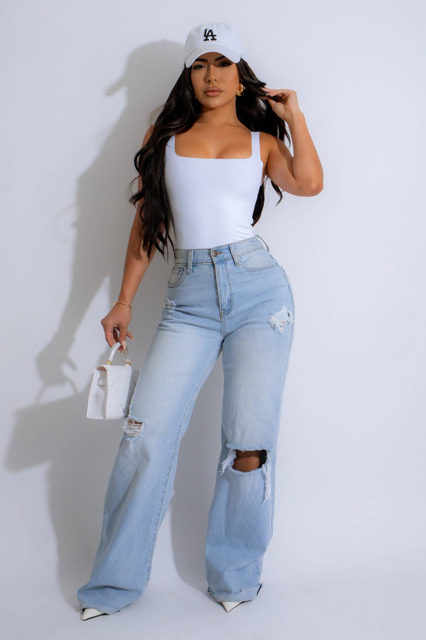 DOUBLE LAYERED SQUARE NECK BODYSUITS: White