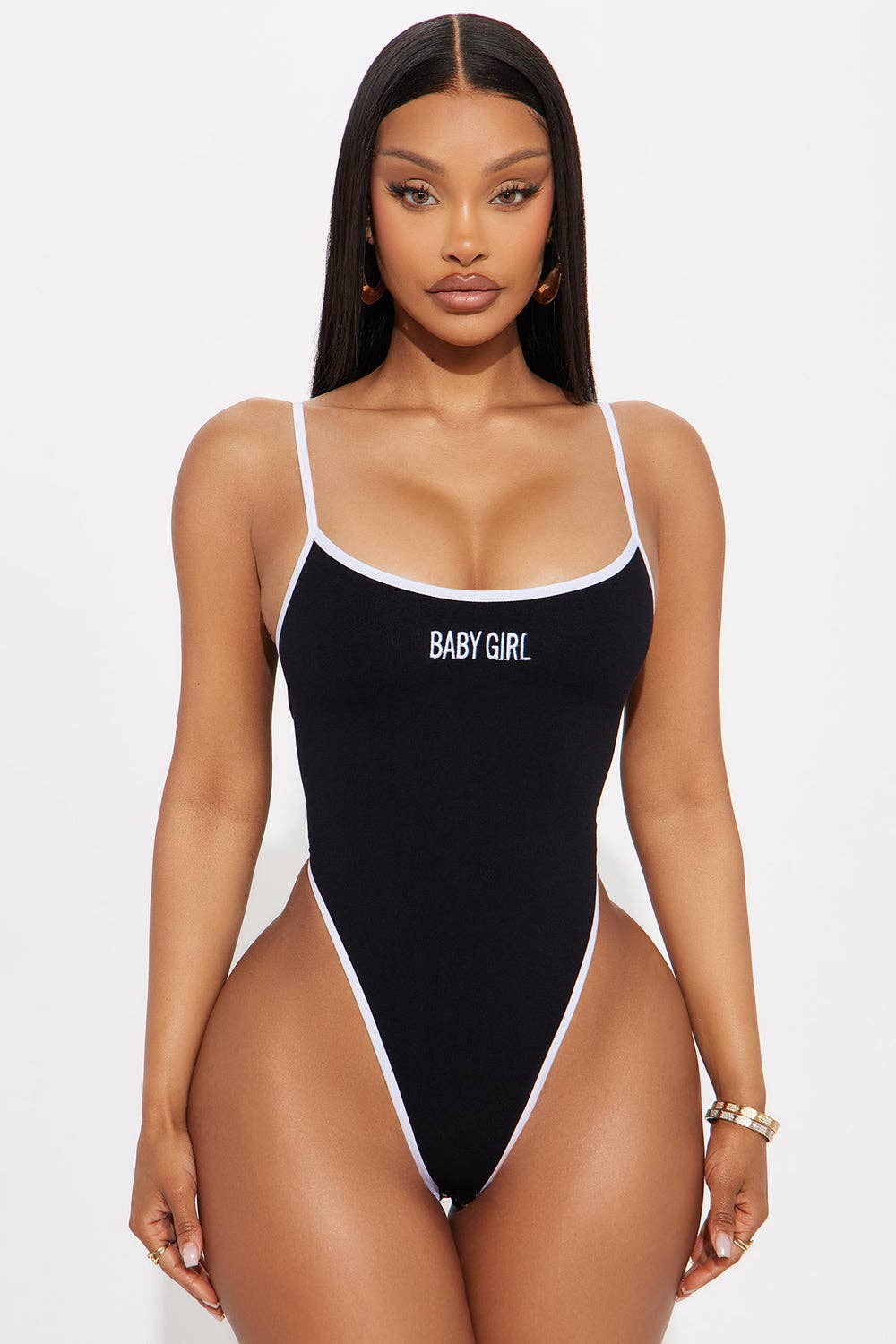 BABY GIRL LETTERING BODYSUITS: Black