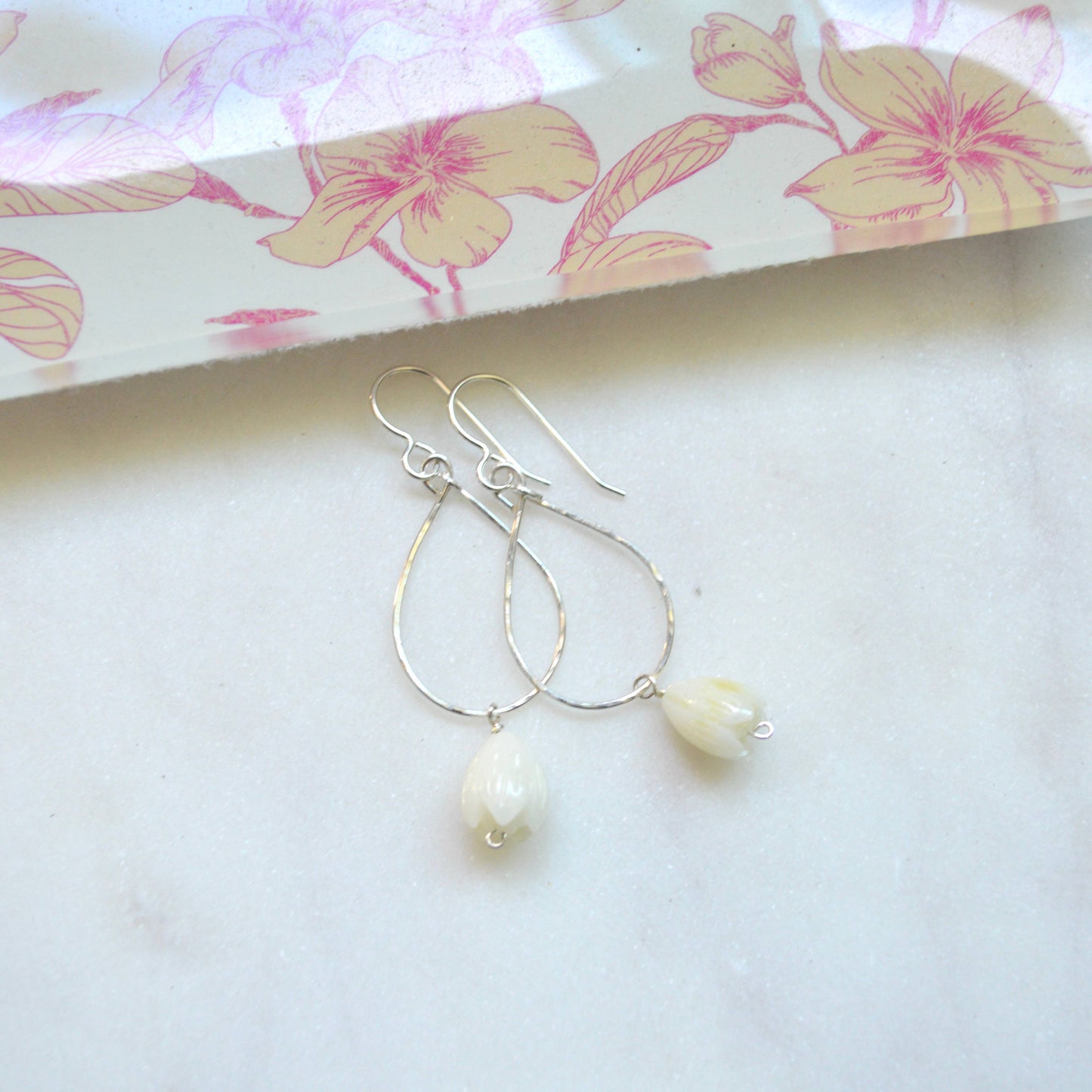 Mini Pikake Teardrop Earrings