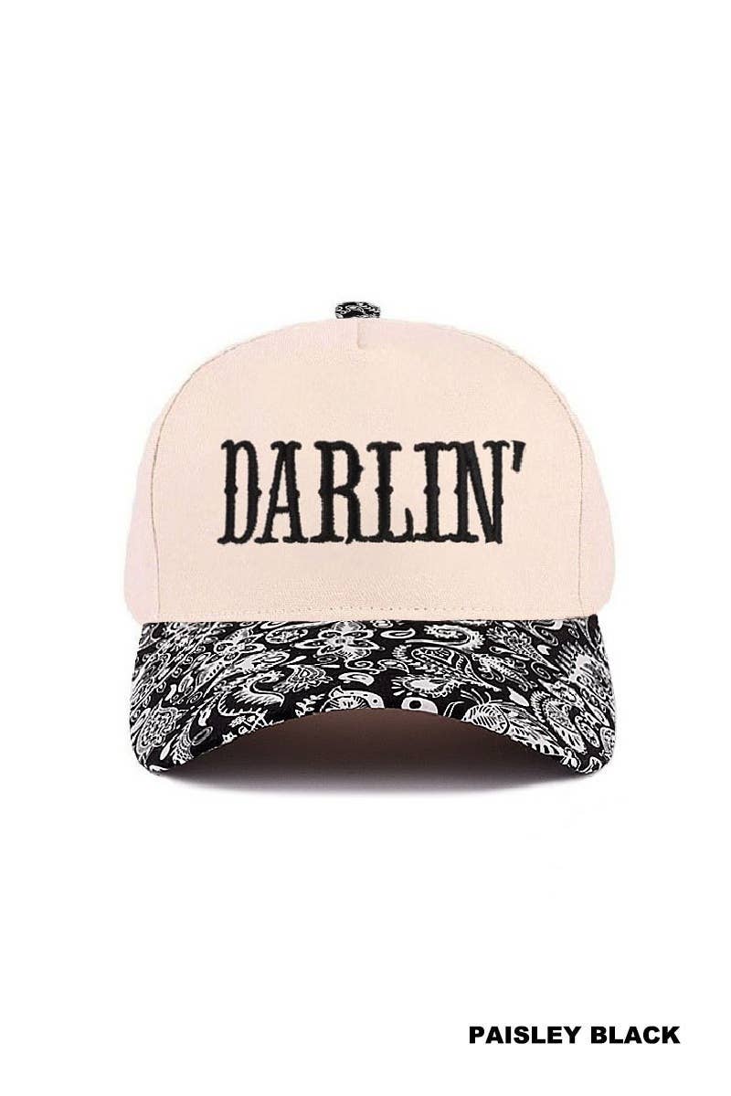 Darlin' Embroidered Two-tone Canvas Cotton Cap