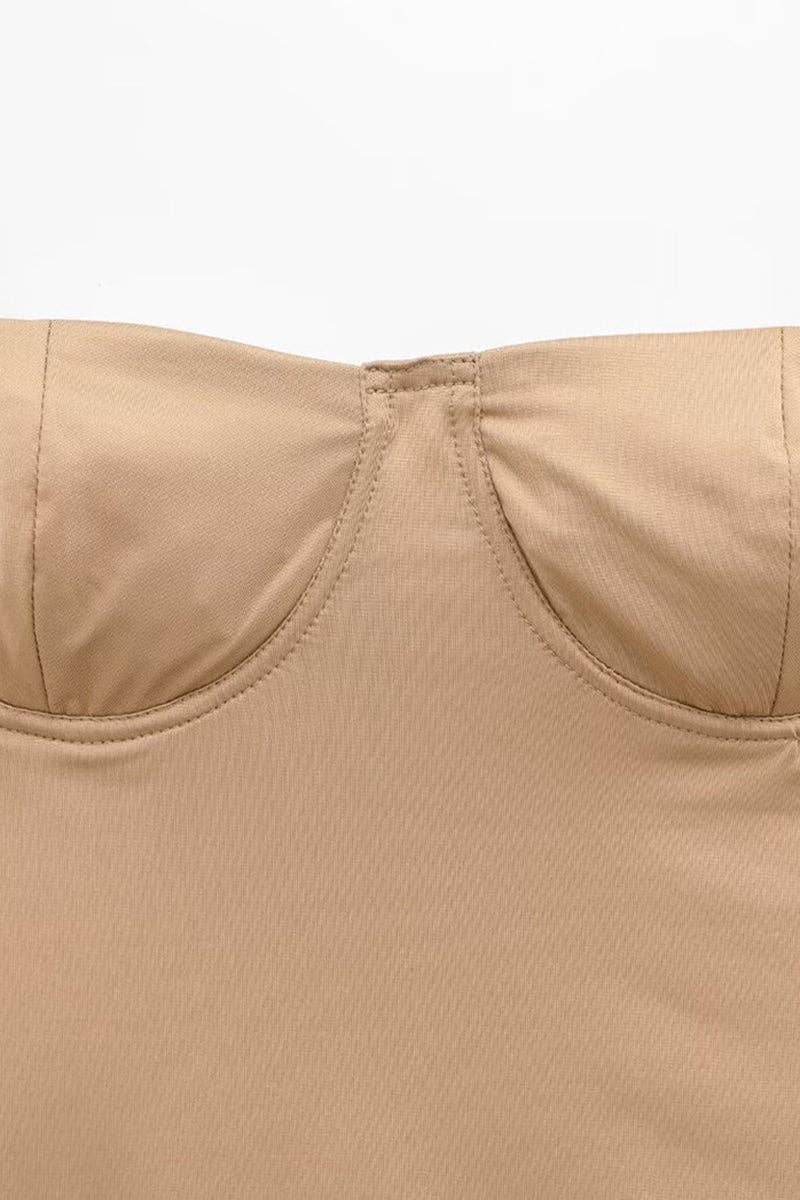 Sleek Strappy Bodysuit: COFFEE