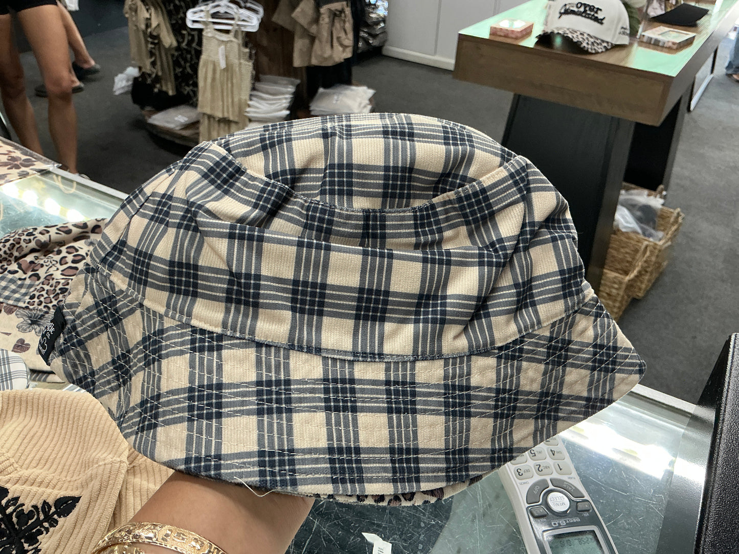 Reversible Bucket Hat Plaid/ mix design