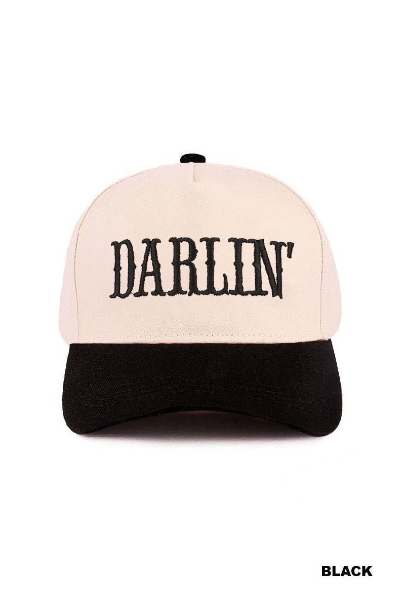 Darlin' Embroidered Two-tone Canvas Cotton Cap
