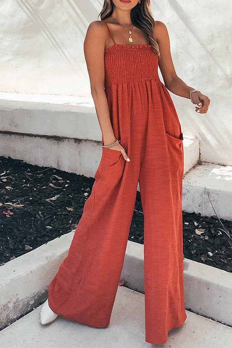 CWSJS00624_HIGH-WAISTED RUCHED STRAPLESS JUMPSUIT