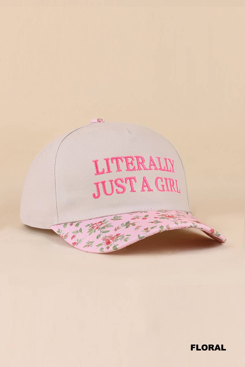 Literally Just A Girl Two Tone Canvas Cotton Cap