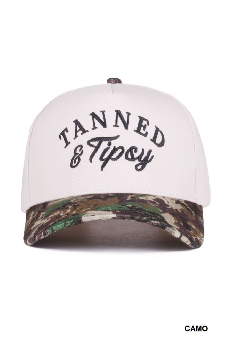 Tanned And Tipsy Two Tone Canvas Cotton Cap