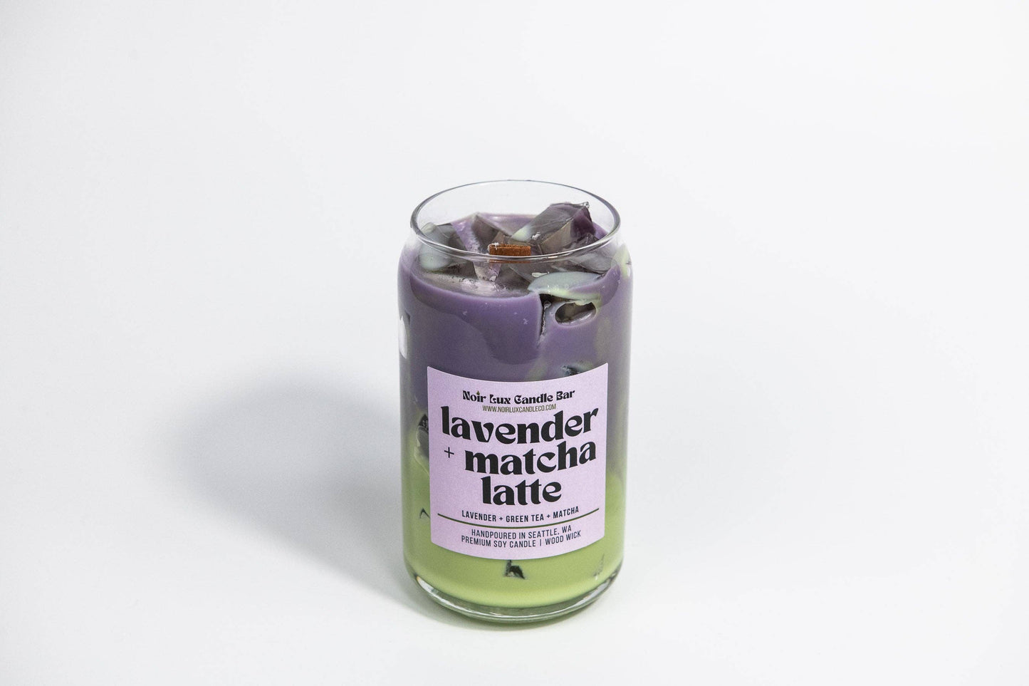 Iced Lavender Matcha Latte Coffee Candle: 5 oz Travel Tin