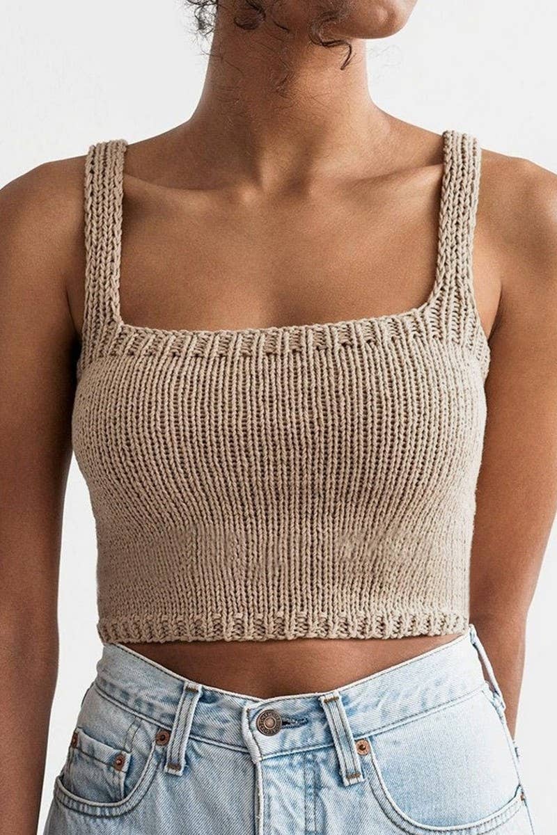 CWTTK00595_CASUAL SLIM-FIT SHORT KNITTED CAMISOLE