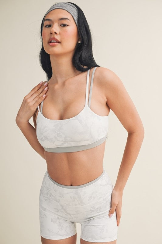 Camo Print Double Layered Sports Bra - Grey Camo