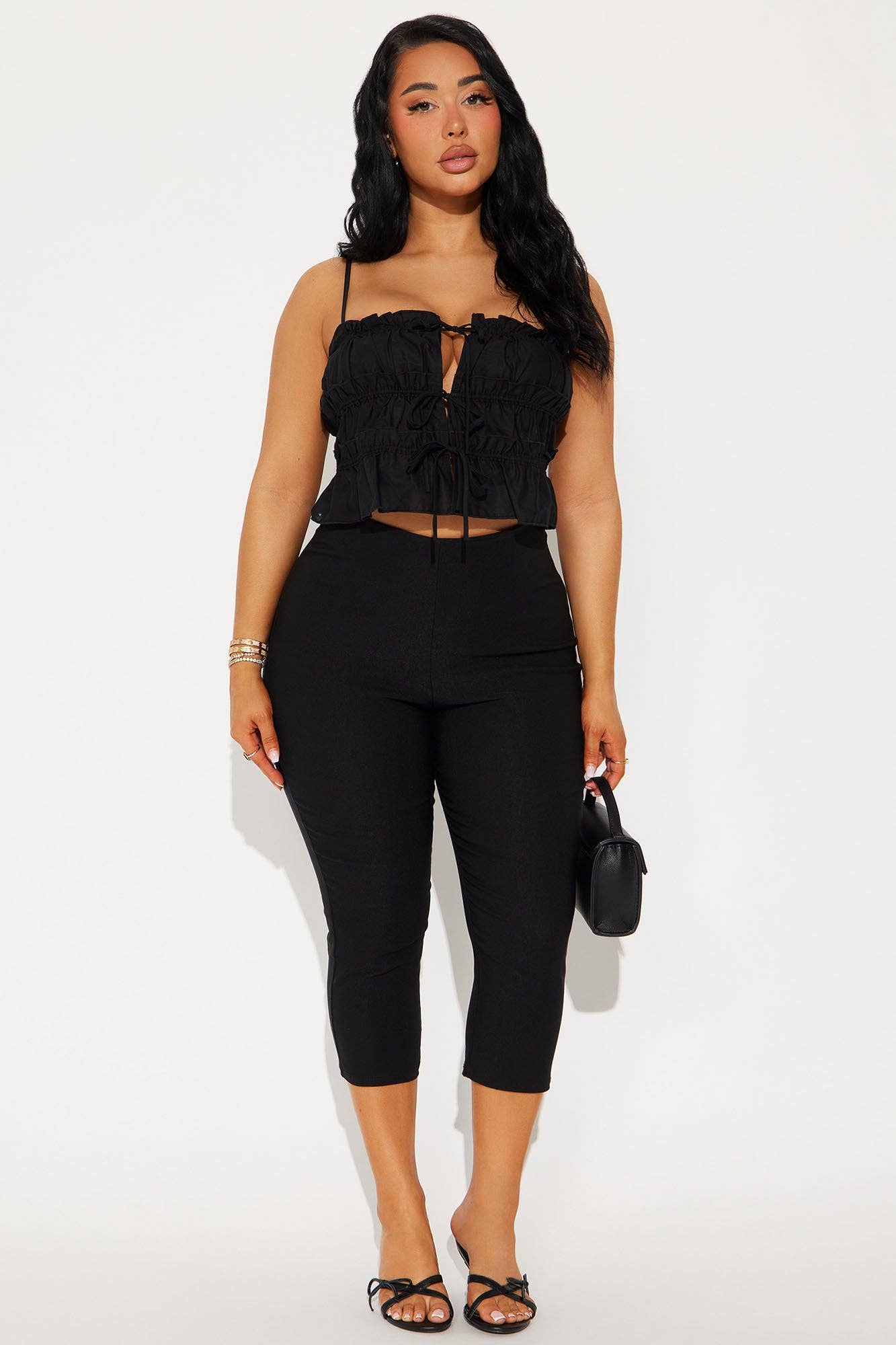FRONT TIE RUFFLE CROP TOP: White