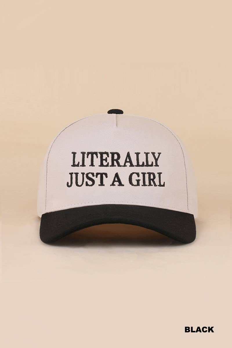 Literally Just A Girl Two Tone Canvas Cotton Cap