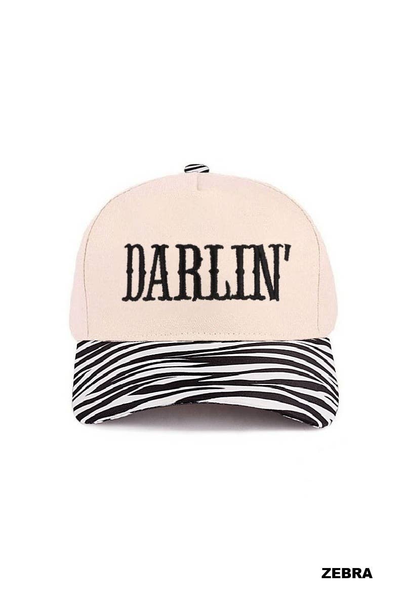 Darlin' Embroidered Two-tone Canvas Cotton Cap