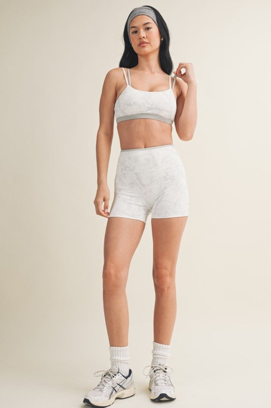 Camo Print Double Layered Sports Bra - Grey Camo