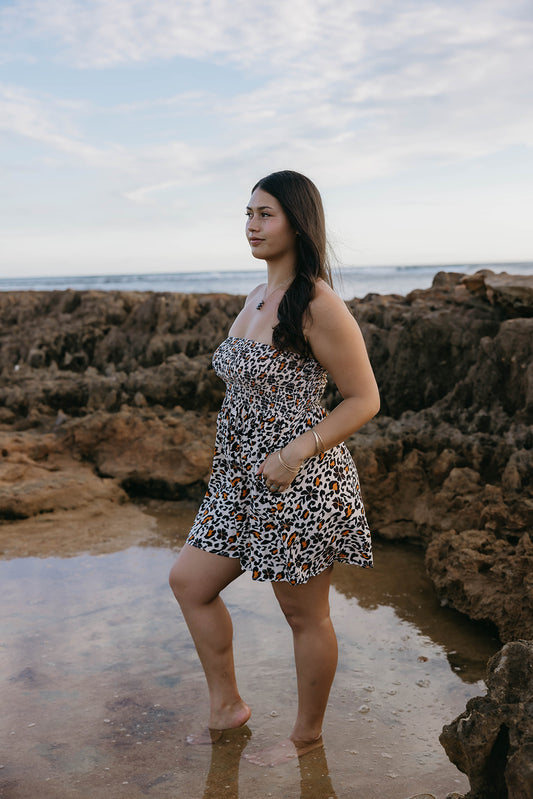 Kayda Dress - Leopard x Pua Kenikeni (II)
