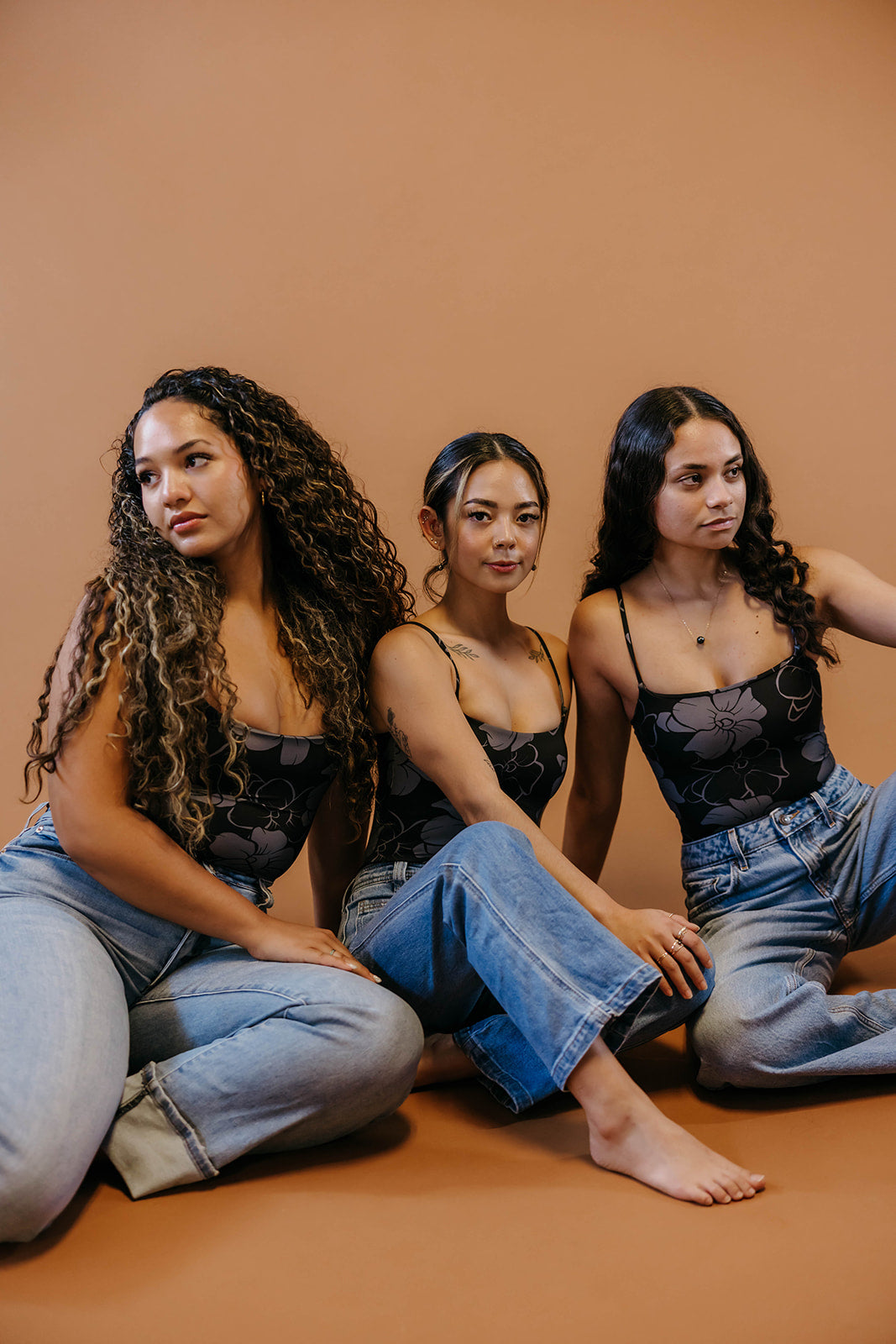 Bri Bodysuit - Pua Kenikeni (Black + Grey)