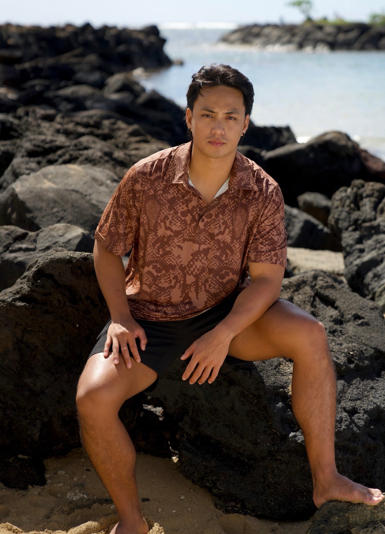 Men’s Polo - Brown Textile Snake (ONLINE)