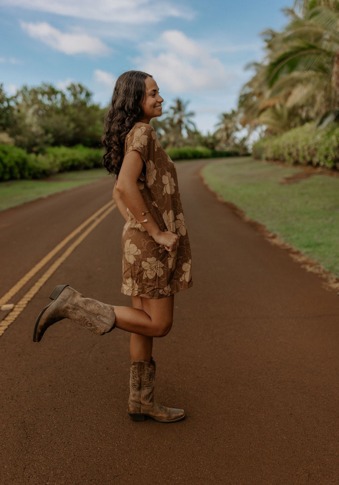 Shirt Dress - Pua Kenikeni (Chocolate)