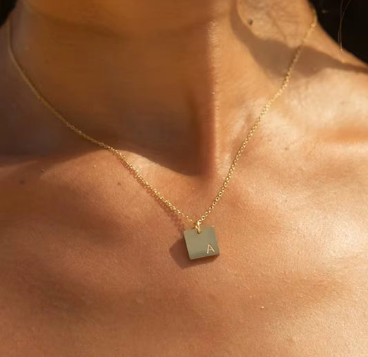 Square Initial Necklace