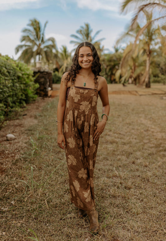 Wai Overalls - Pua Kenikeni (Chocolate)