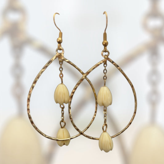 Teardrop Pikake Dangle Earrings