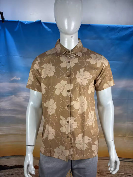 PRE ORDER Men’s Aloha Shirt - Pua Kenikeni (Latte)
