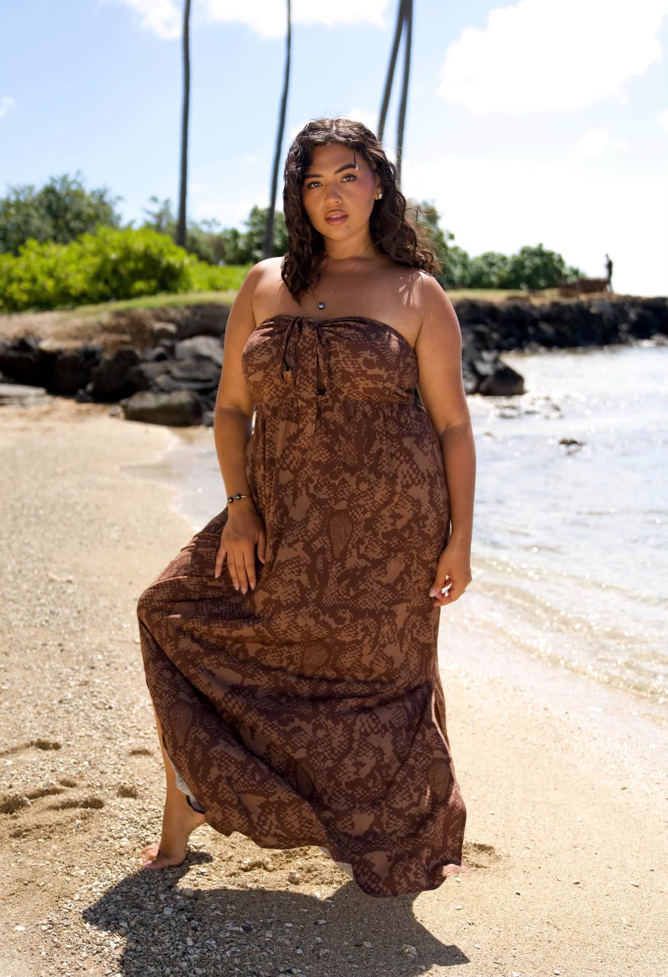 Noe Maxi Dress - Brown Textile Snake (Online)