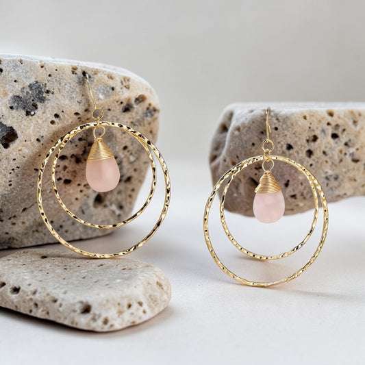 Natures stone Earrings - Pink