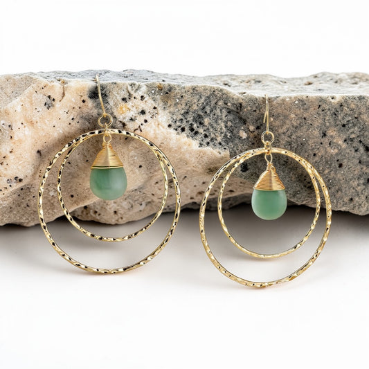 Natures Stone Earrings - Green