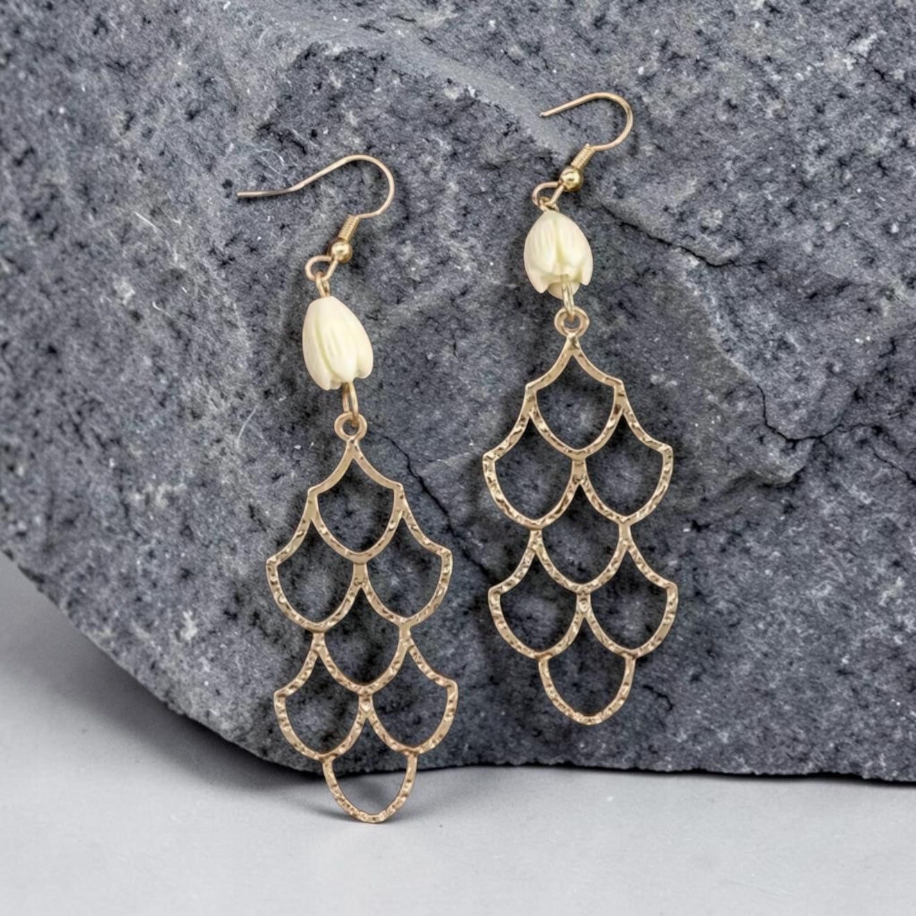 Scalloped Pikake Earrings