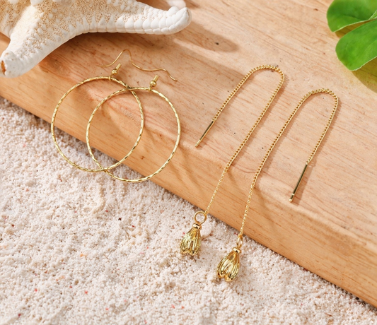 Gold Pikake Threader Earrings