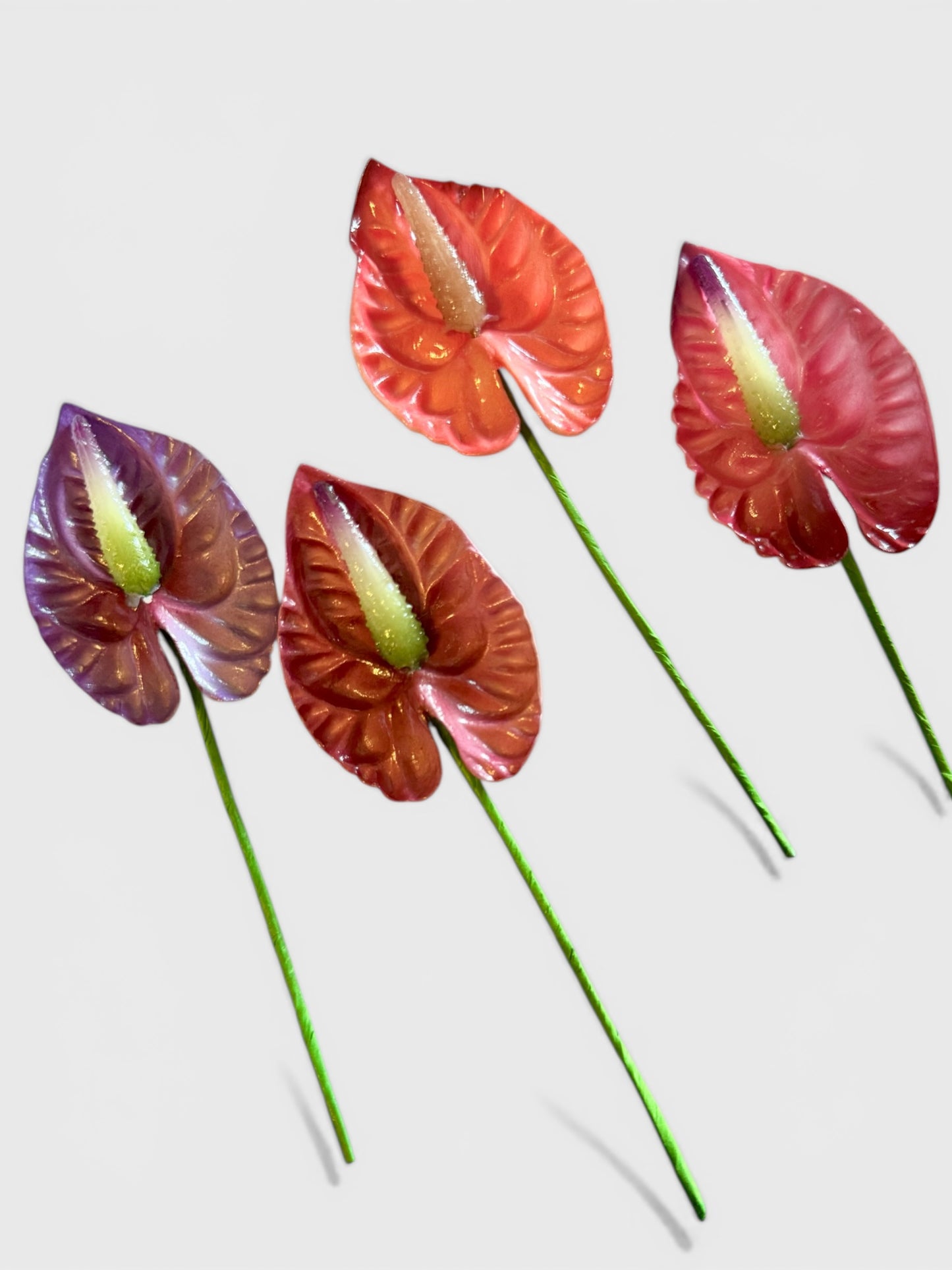 Xs/S Anthurium Foam Flower with Stem - Deep Lavender (2.5 inches)