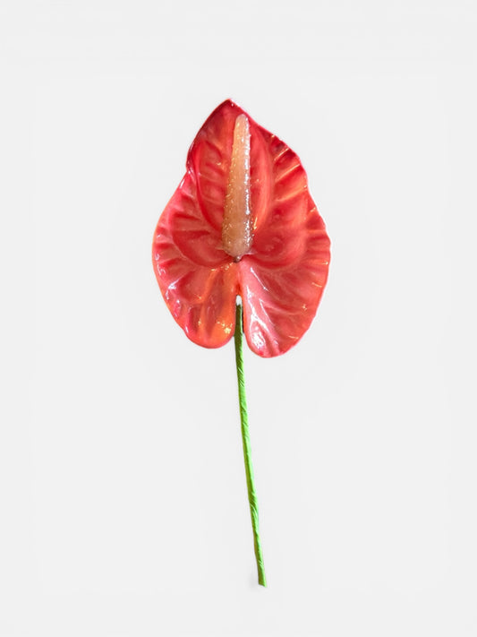 XS/S Anthurium Foam Flower with Stem - Salmon red/pink (2.5 inches)