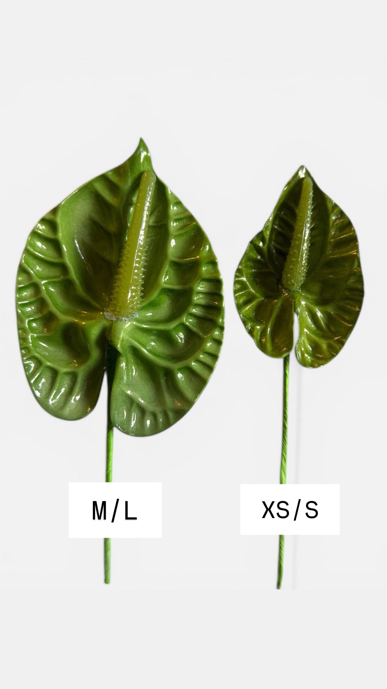 M/L Anthurium Foam Flower with Stem - Green (3.75 inches)