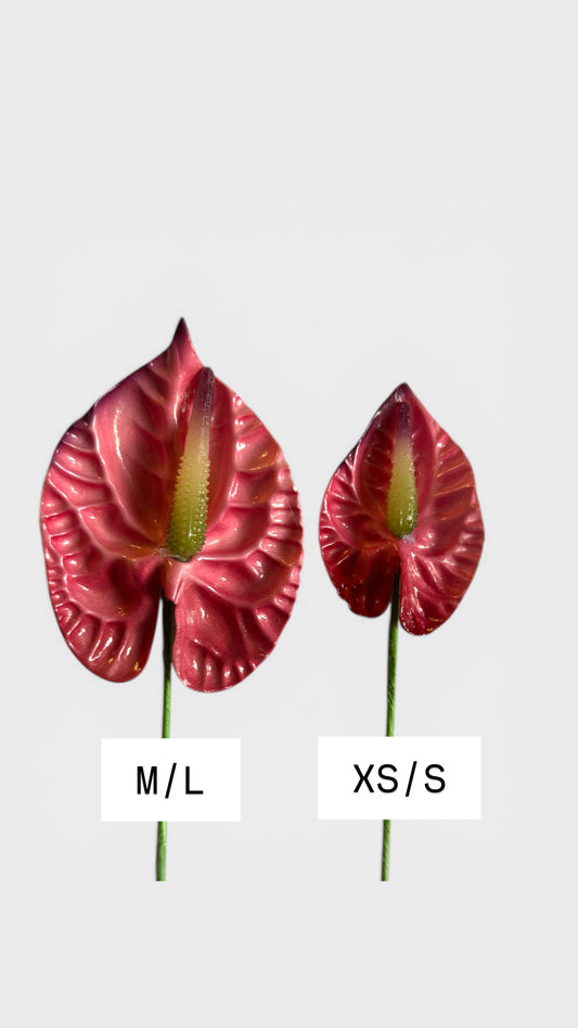M/L Anthurium Foam Flower with Stem - Pink (3.75 inches)
