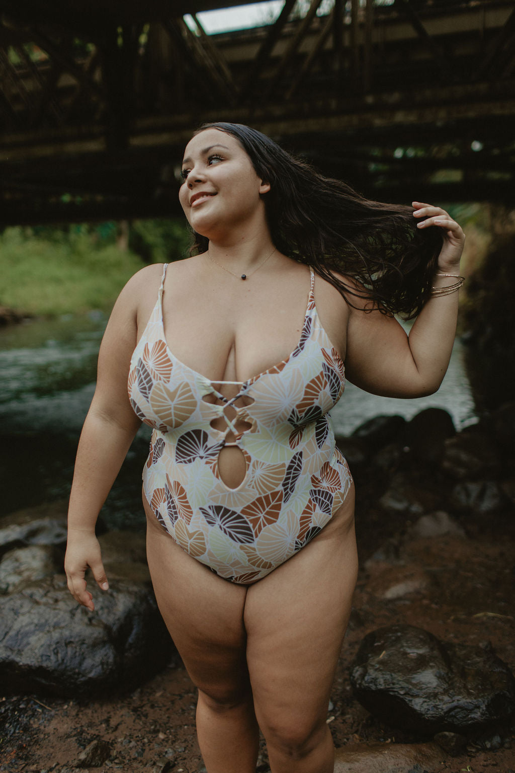 Wahine One PIece - Cream Kalo Camo