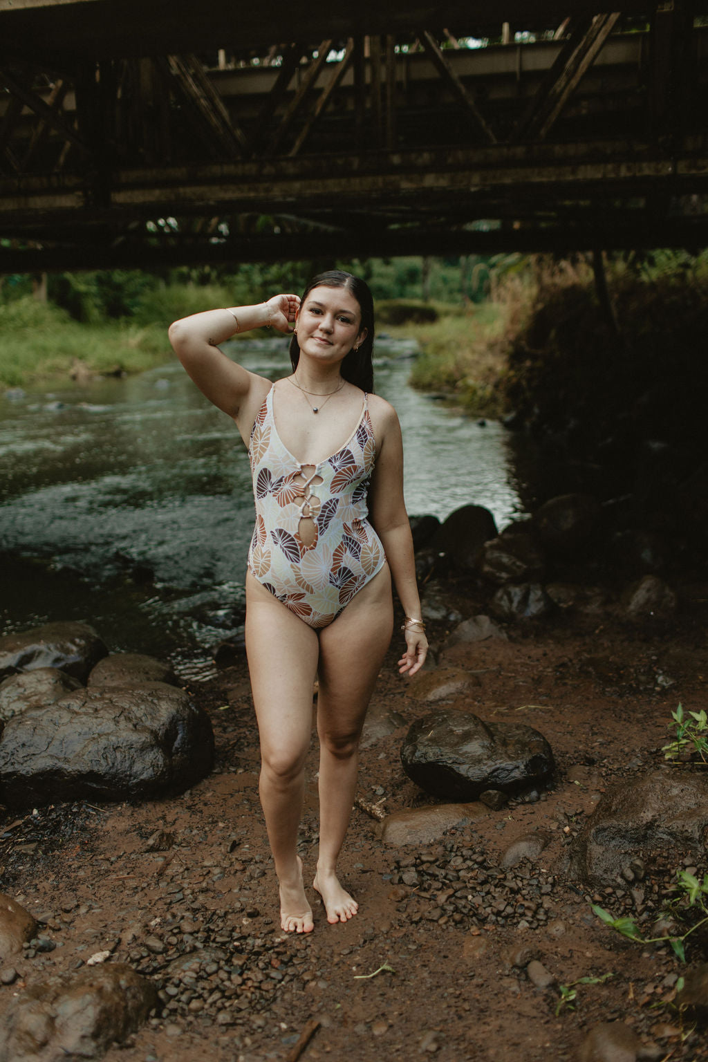 Wahine One PIece - Cream Kalo Camo