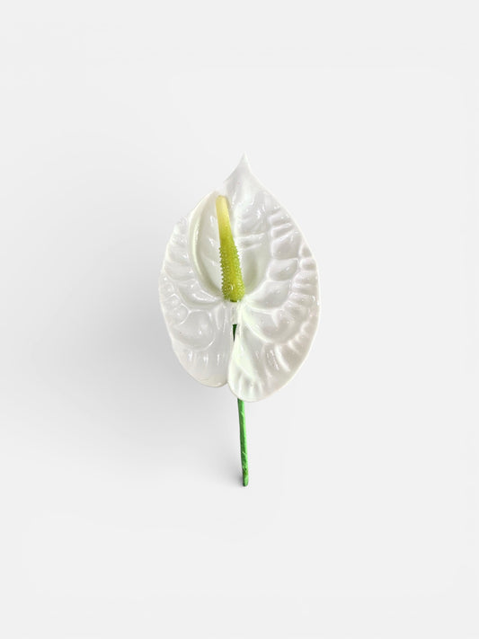 XS/S Anthurium Foam Flower with Stem - WHITE  (2.5 inches)