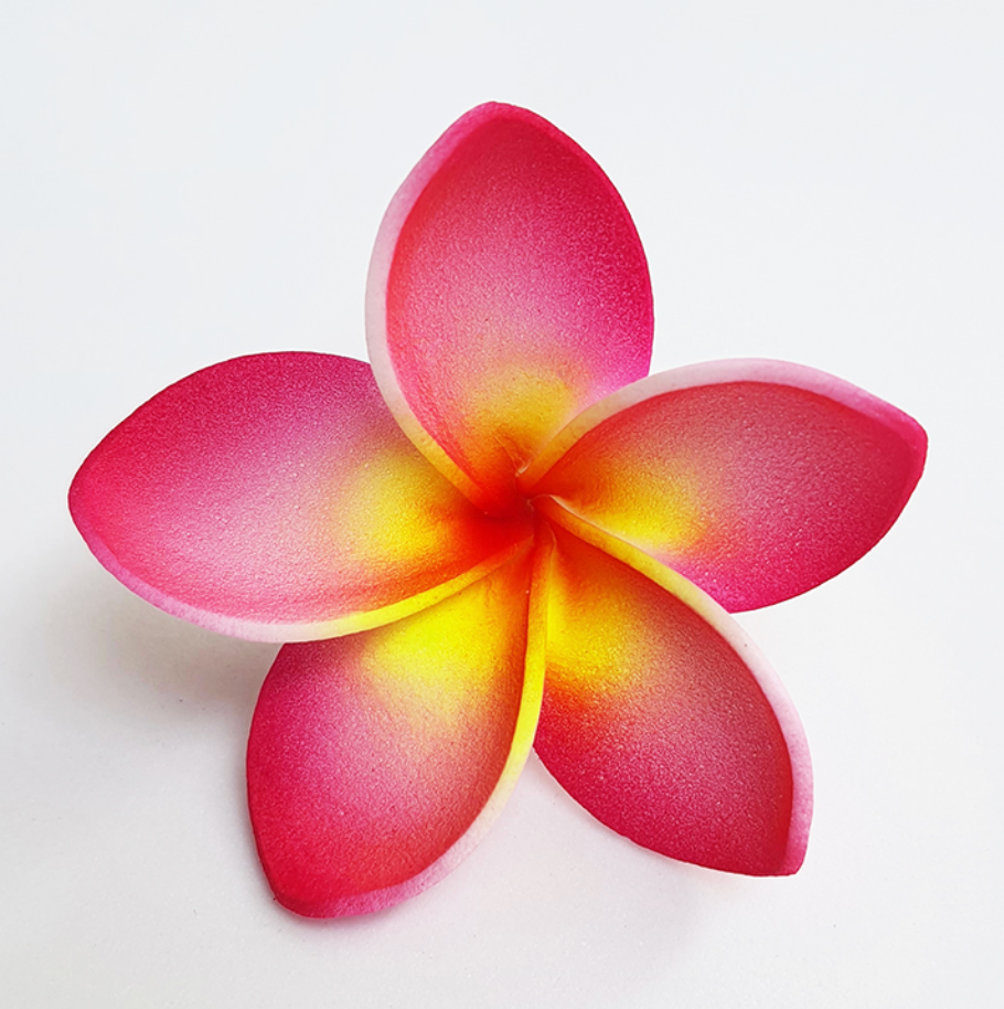 Plumeria Foam Flower With Stem -White Baby Pink Center (1.96 inches) FPLU143-13
