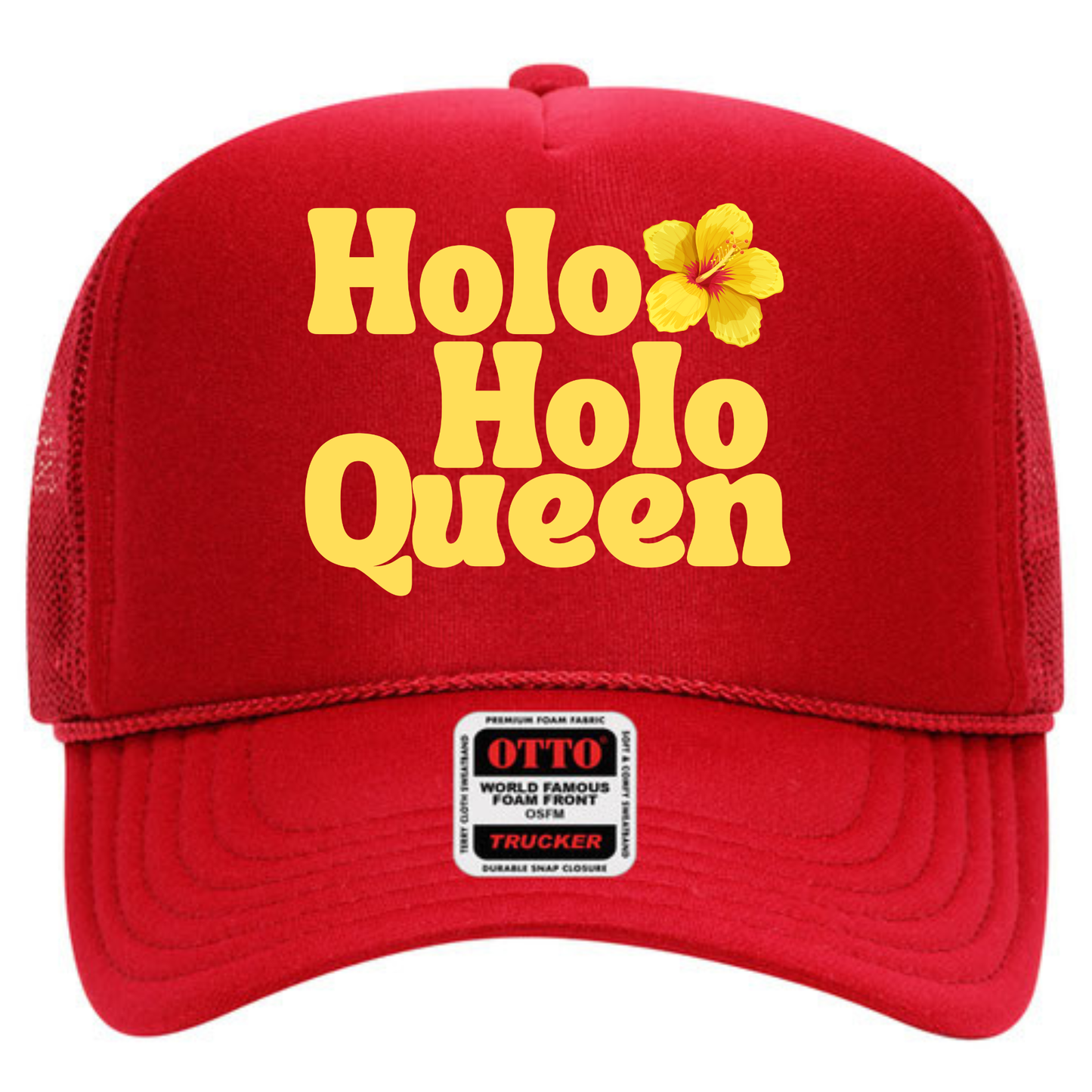Holoholo Queen Adult Trucker Hat- Yellow Hibiscus