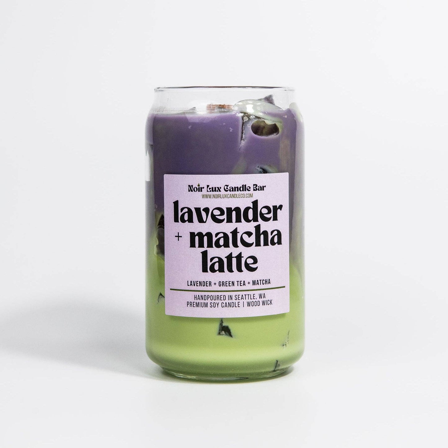 Iced Lavender Matcha Latte Coffee Candle: 5 oz Travel Tin
