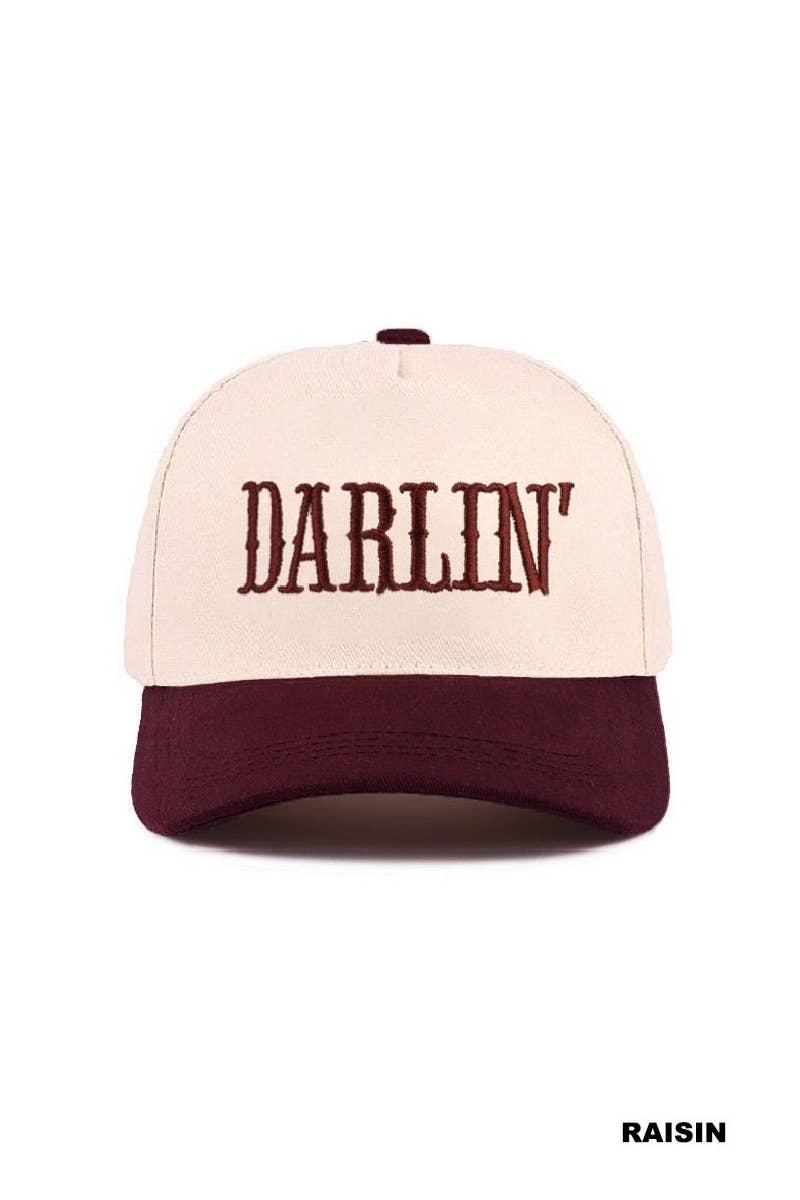 Darlin' Embroidered Two-tone Canvas Cotton Cap
