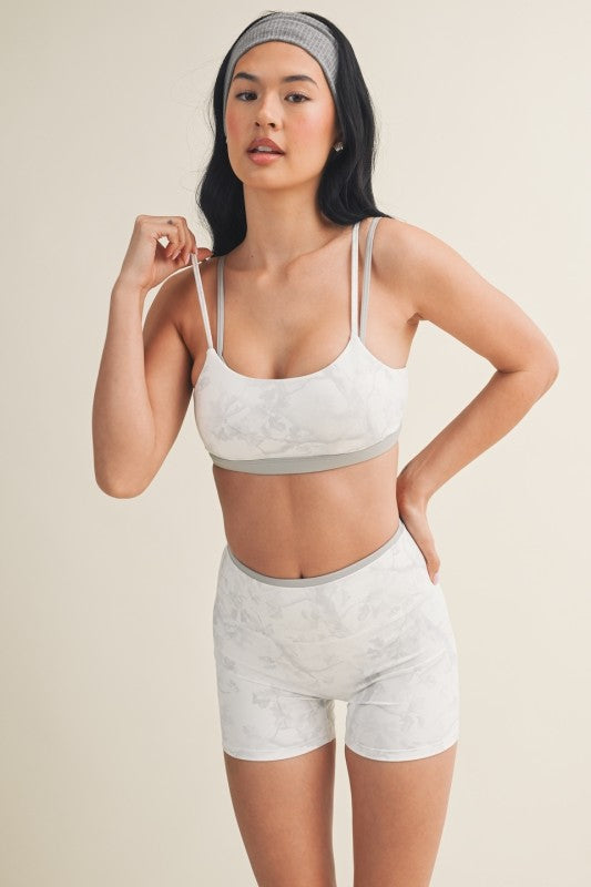Camo Print Double Layered Sports Bra - Grey Camo