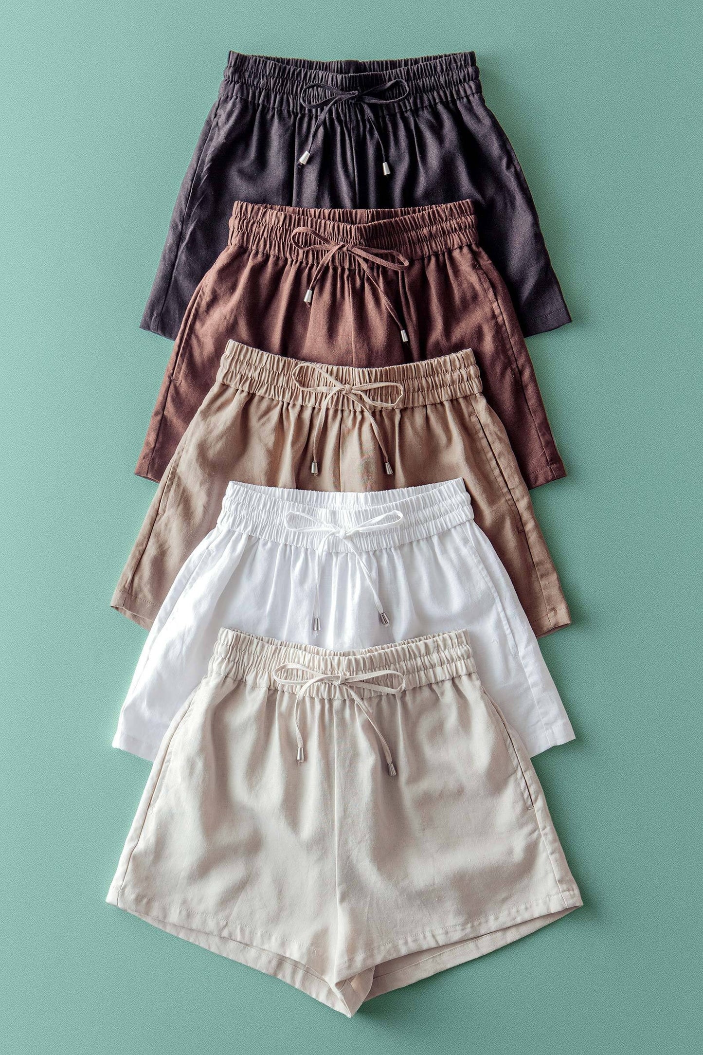 Easy Everyday Drawstring Linen Shorts - Mushroom