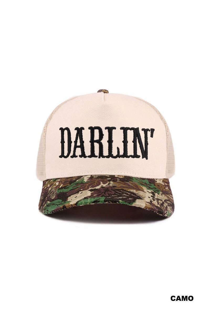 Darlin Two Tone Mesh Snapback Hat SI-29743: CAMO-197498 / OS