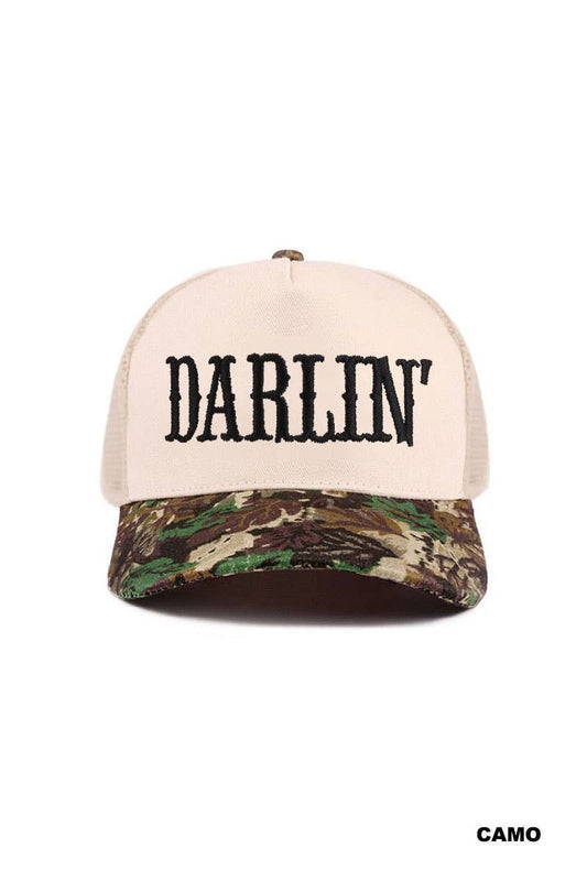 Darlin Two Tone Mesh Snapback Hat SI-29743: CAMO-197498 / OS