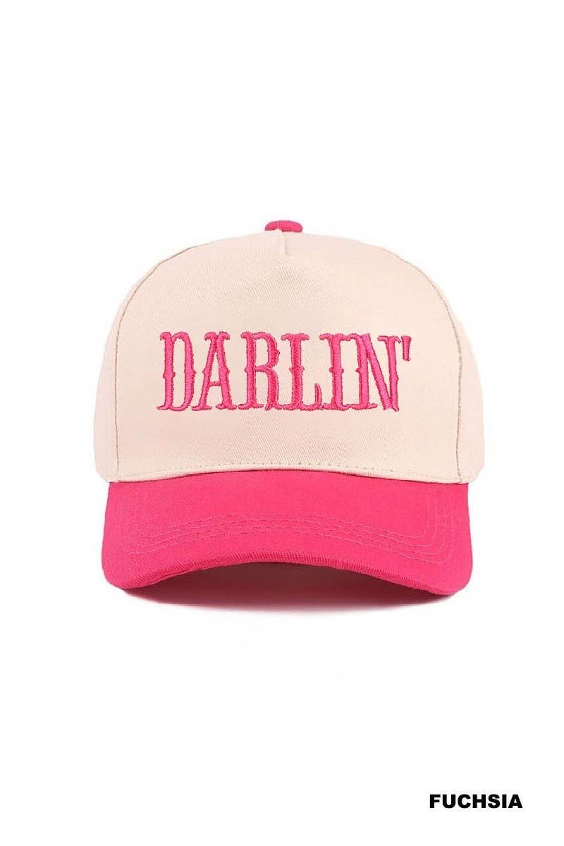 Darlin' Embroidered Two-tone Canvas Cotton Cap