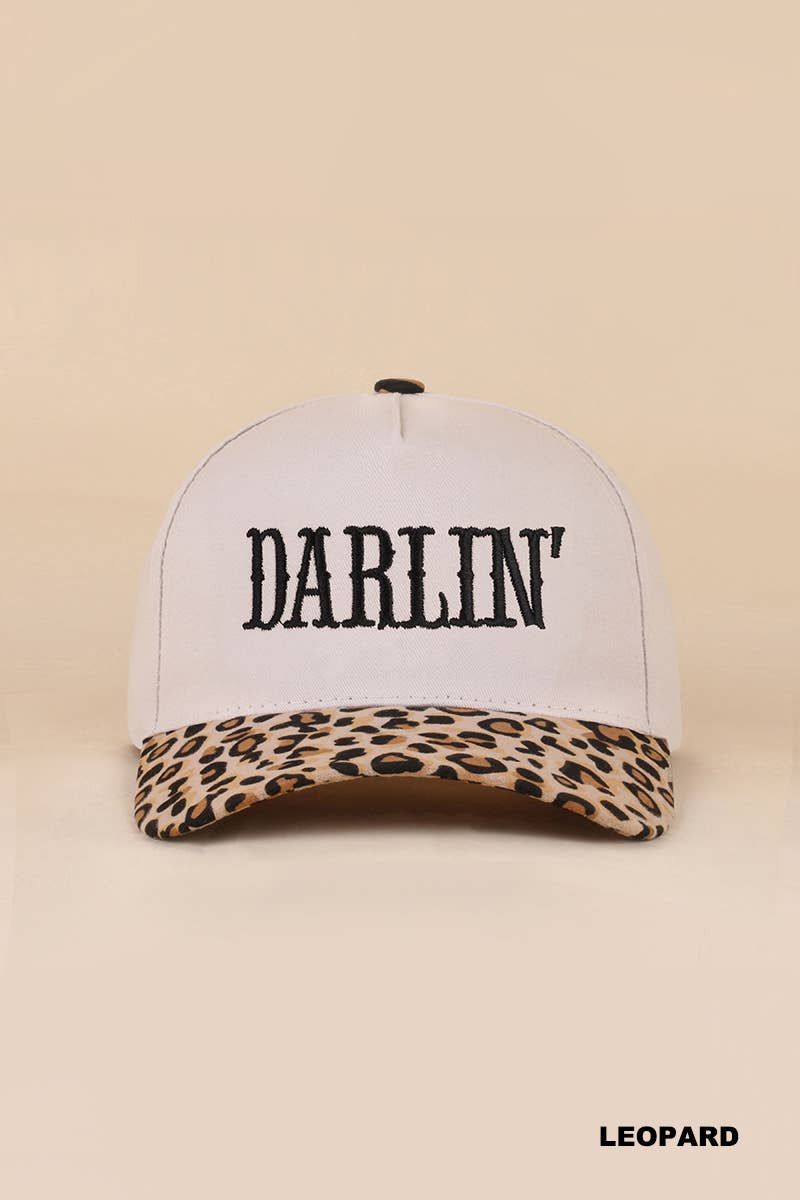 Darlin' Embroidered Two-tone Canvas Cotton Cap