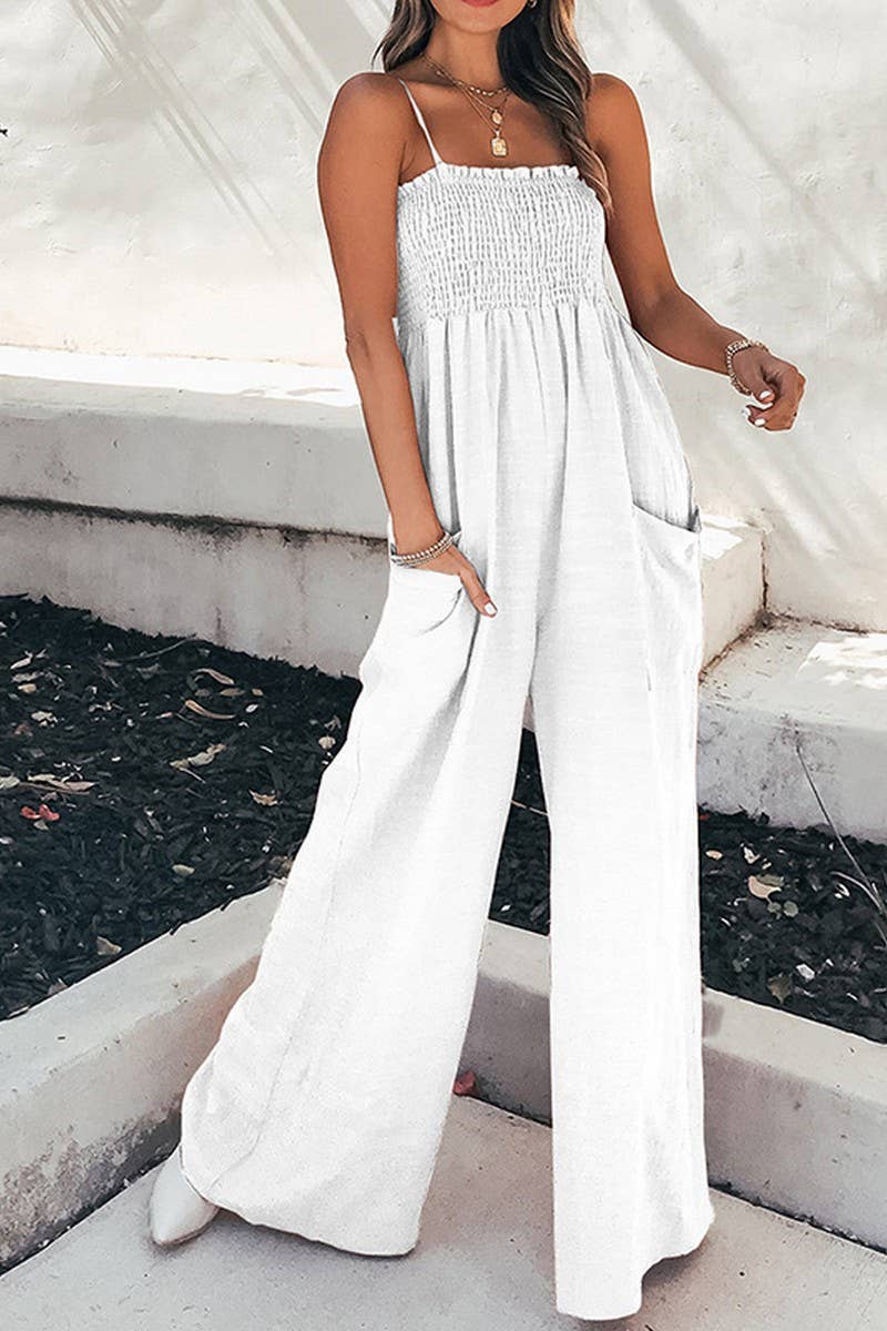 CWSJS00624_HIGH-WAISTED RUCHED STRAPLESS JUMPSUIT