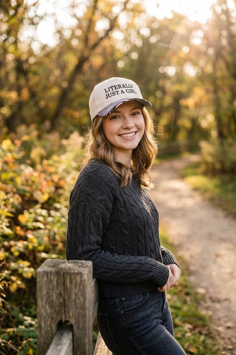 Literally Just A Girl Two Tone Canvas Cotton Cap